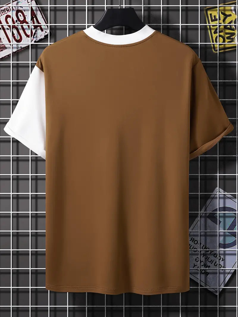 Silas® | Stylish color block t-shirt with short sleeves and a crew neck