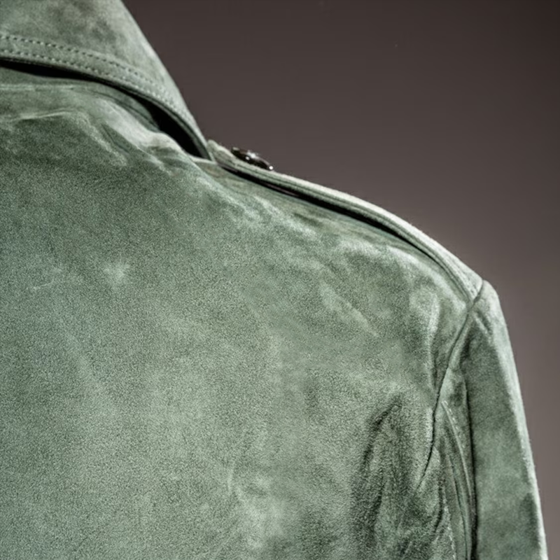 Besart® | Men's Retro Lapel Zipper Breast Pocket Suede Jacket 01953047Z
