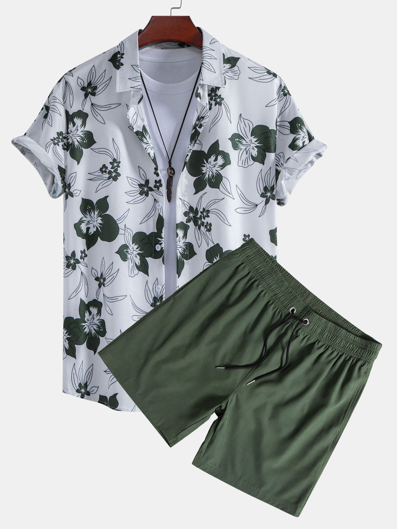 Adelard® | Floral Print Button Up Shirt & Swim Short