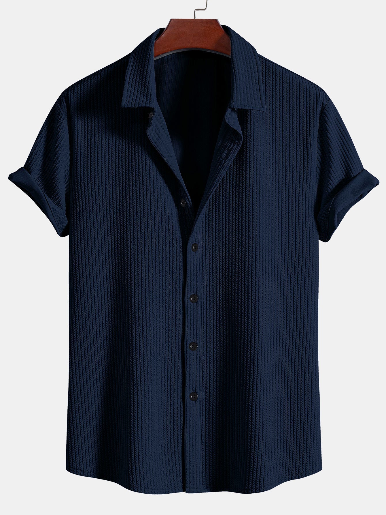 Adalberto® | Muscle Fit Ribbed Button Up Shirt