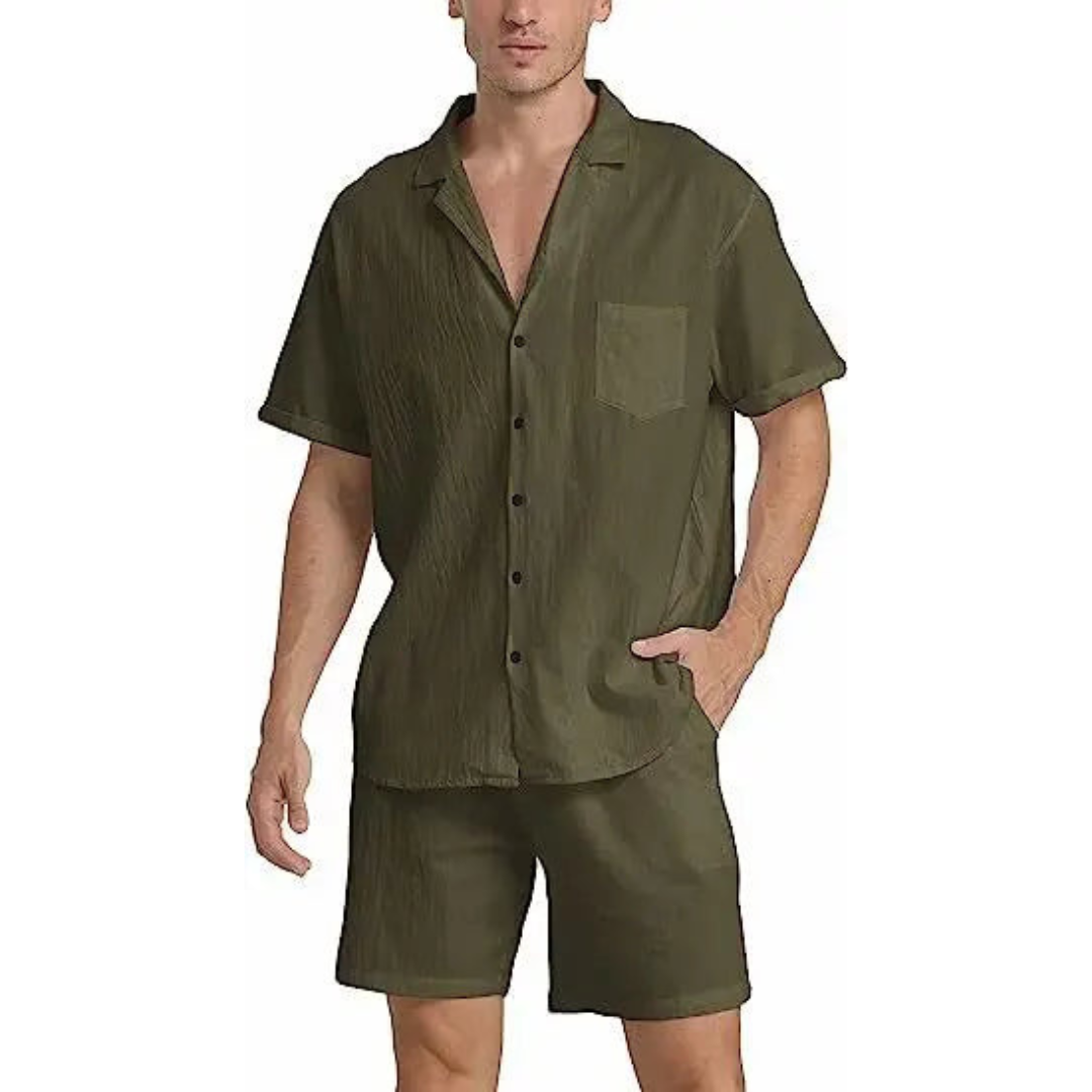 Virgil® | Button-Down Shirt And Shorts Set For Men