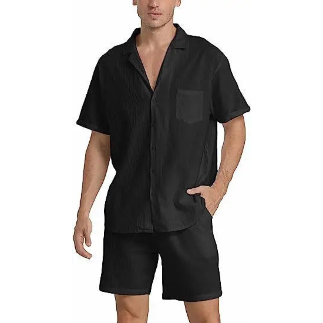 Virgil® | Button-Down Shirt And Shorts Set For Men