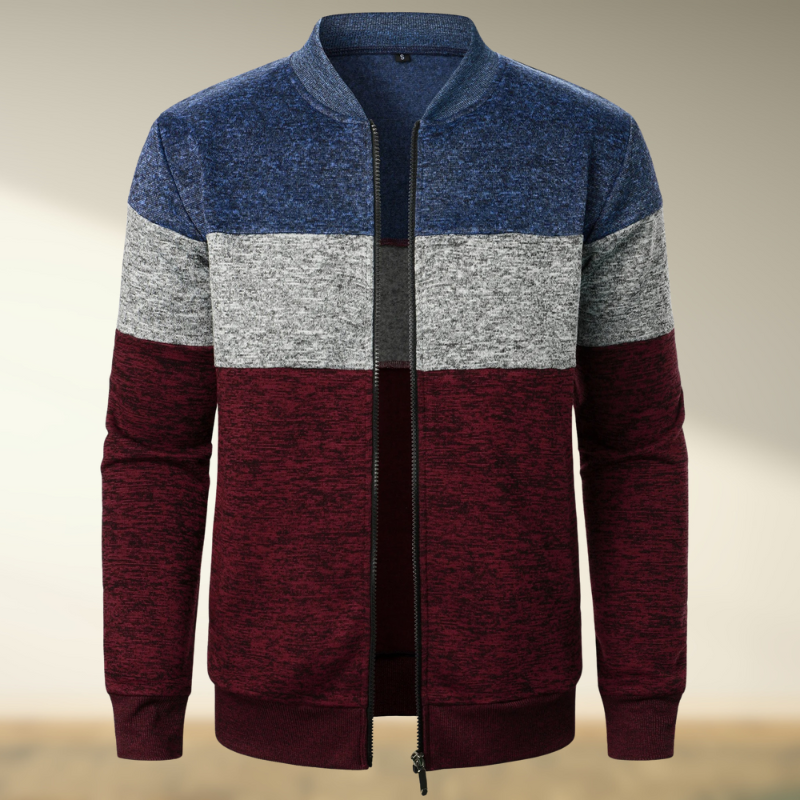 Marcos® | Striped turtleneck sweater with zip