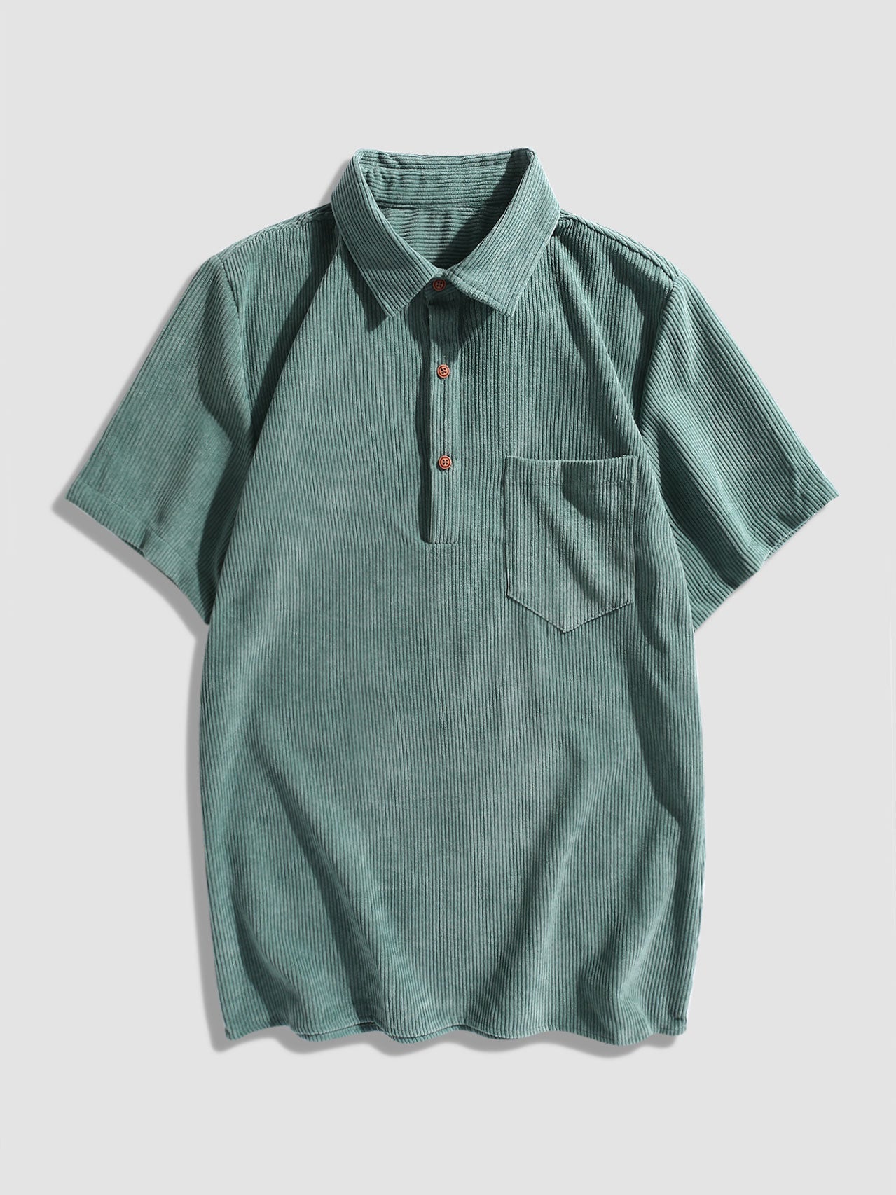 Abelardo® | Corduroy Solid Short Sleeve Basic Shirts