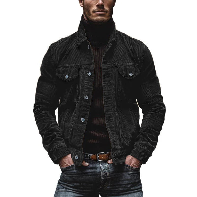 Betsy® | Men's Vintage Corduroy Lapel Single Breasted Multi-Pocket Work Jacket 43646517M