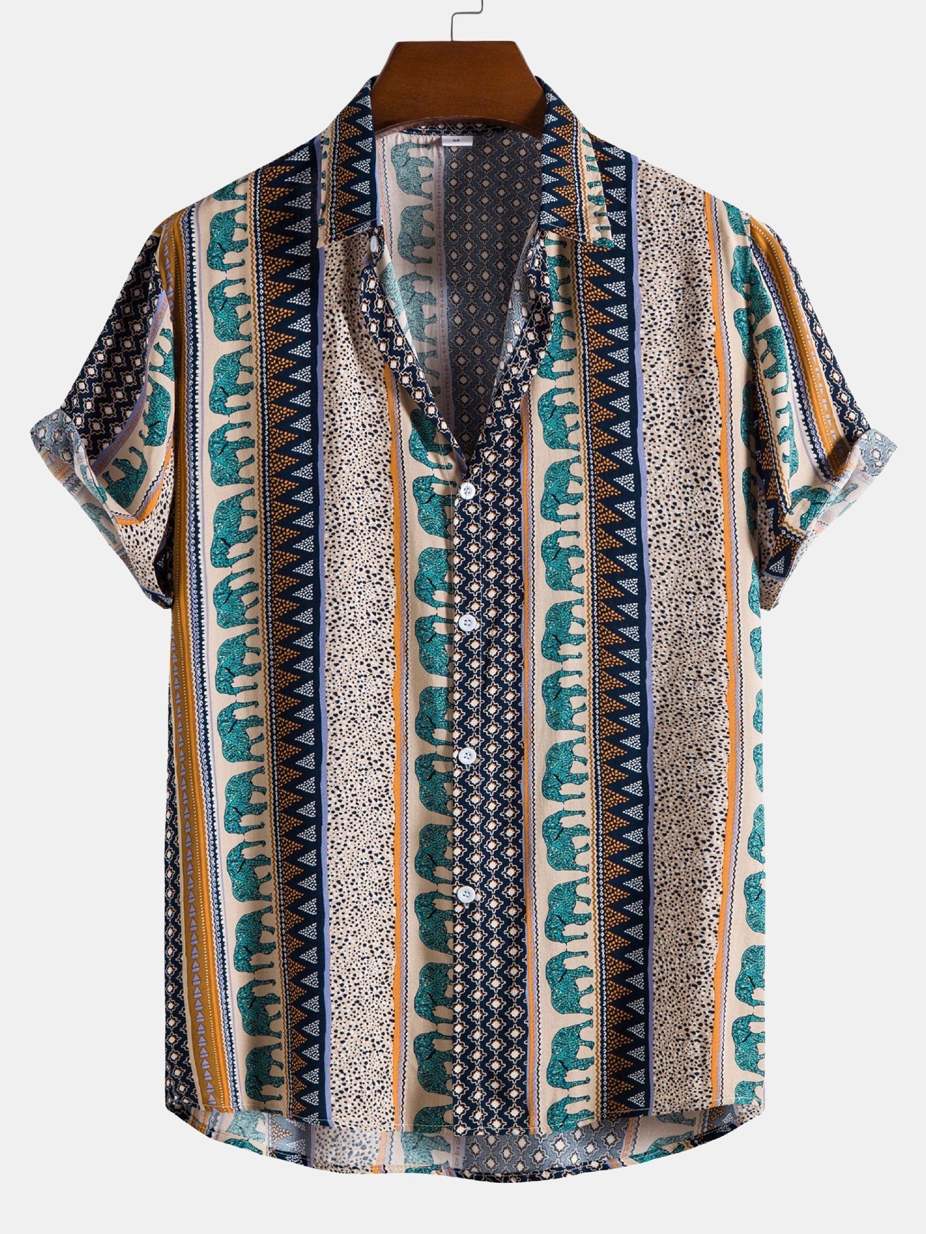 Yosef® | Elephant Geometric Print Shirt