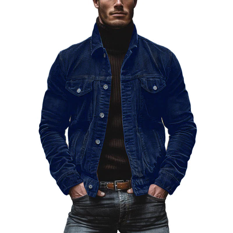 Betsy® | Men's Vintage Corduroy Lapel Single Breasted Multi-Pocket Work Jacket 43646517M
