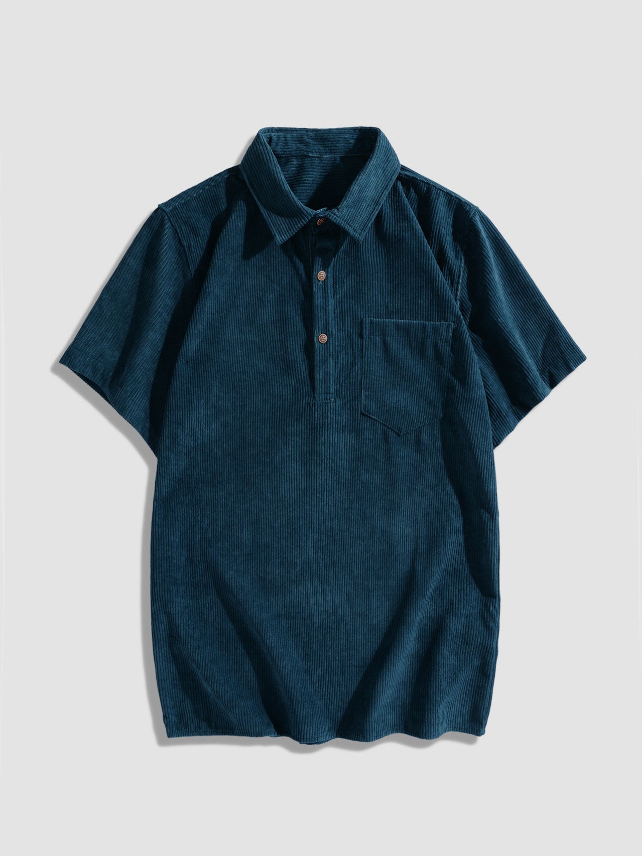 Abelardo® | Corduroy Solid Short Sleeve Basic Shirts