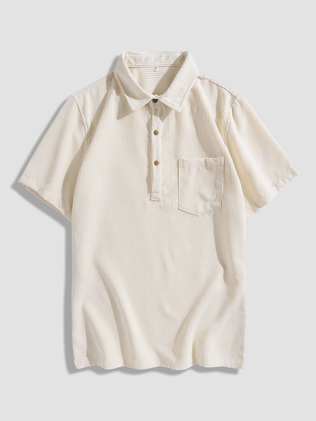 Abelardo® | Corduroy Solid Short Sleeve Basic Shirts