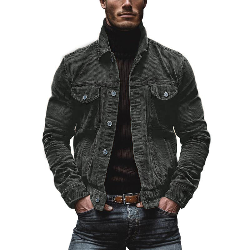 Betsy® | Men's Vintage Corduroy Lapel Single Breasted Multi-Pocket Work Jacket 43646517M