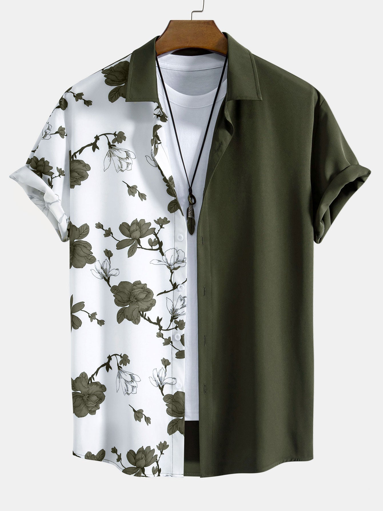 Aurelio® | Floral Patchwork Print Button Up Shirt
