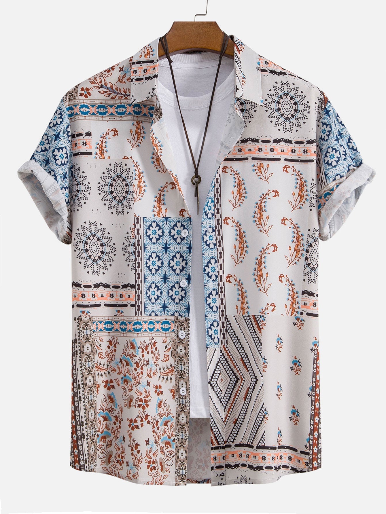 Benito® | Scarf Print Button Up Shirt Random Pattern Design