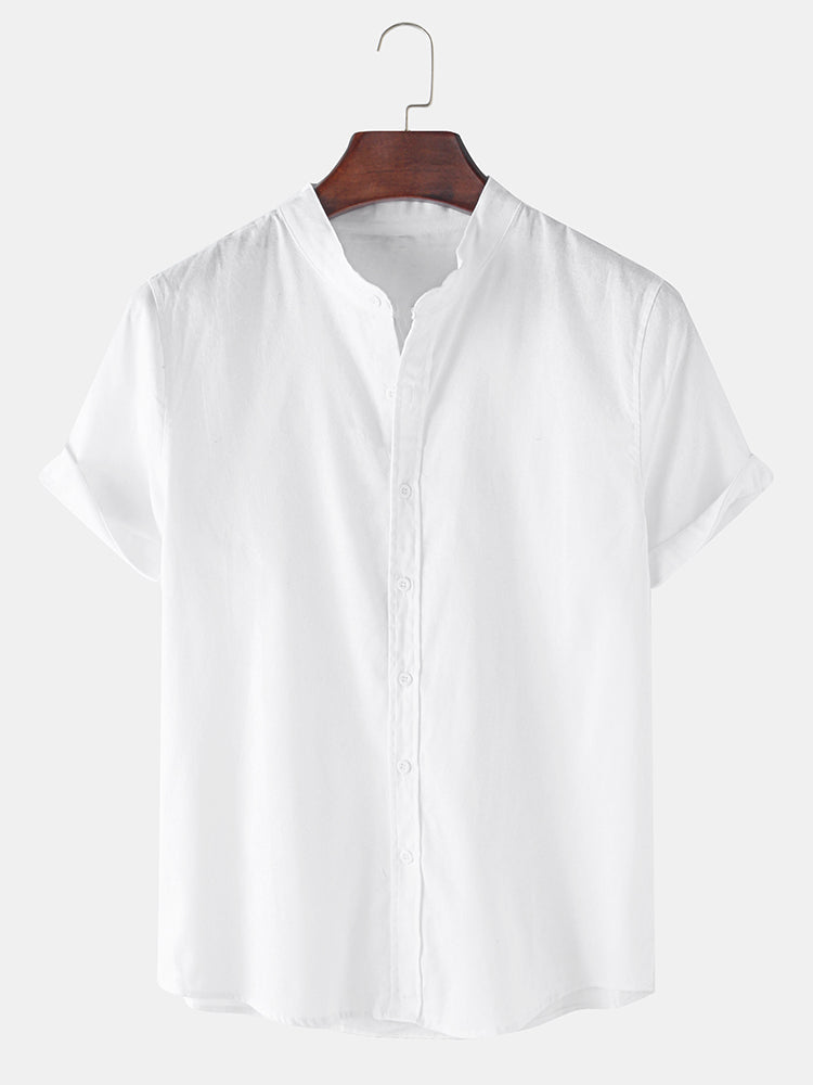 Aegidius® | Linen Look Short Sleeve Basic Shirts & Straight Leg Linen Pants