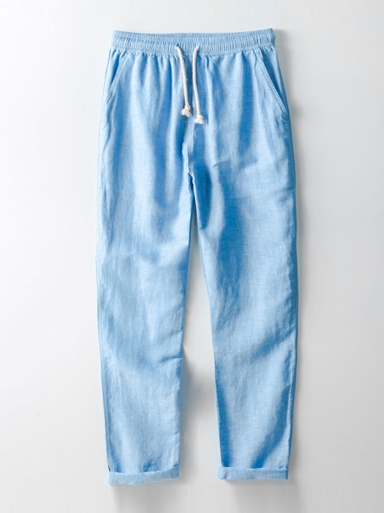 Aegidius® | Linen Look Short Sleeve Basic Shirts & Straight Leg Linen Pants