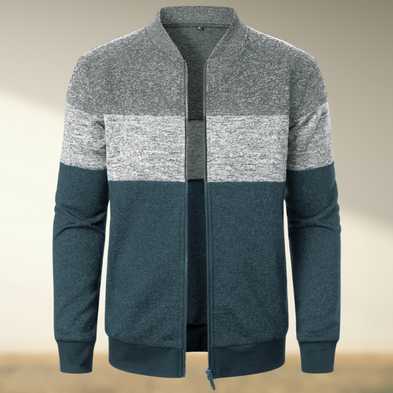 Marcos® | Striped turtleneck sweater with zip