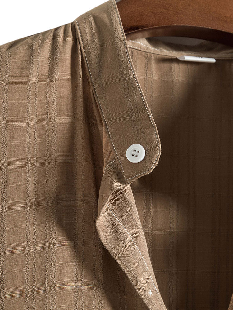Ricardo® | Textured Fabric Stand Collar Shirt