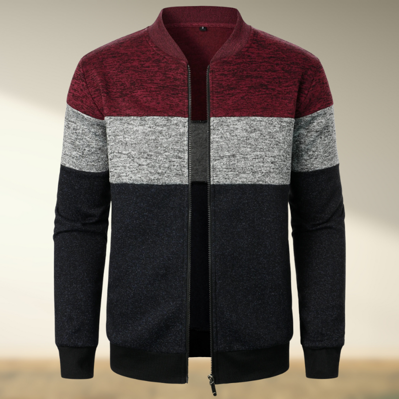 Marcos® | Striped turtleneck sweater with zip