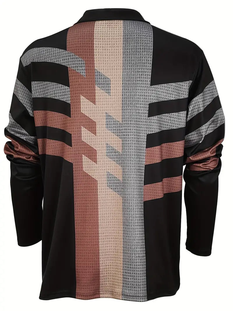 Louise® | Geometric Long Sleeve Zipper Shirt For Spring