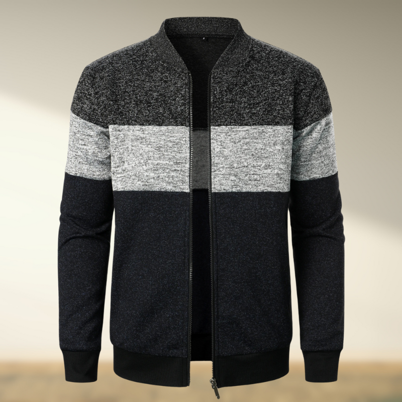 Marcos® | Striped turtleneck sweater with zip