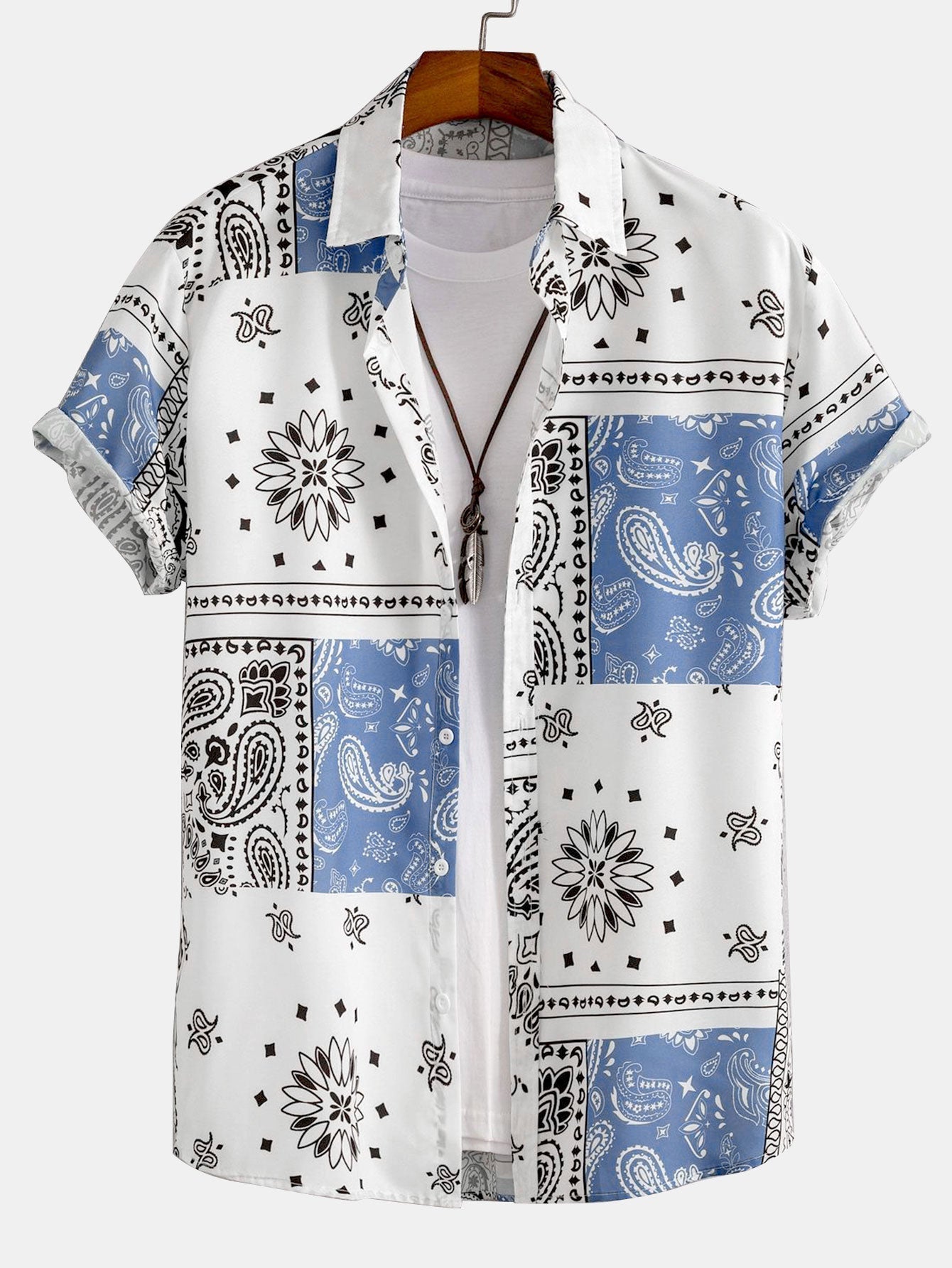 Benicio® | Paisley Print Button Up Shirt Random Pattern Design