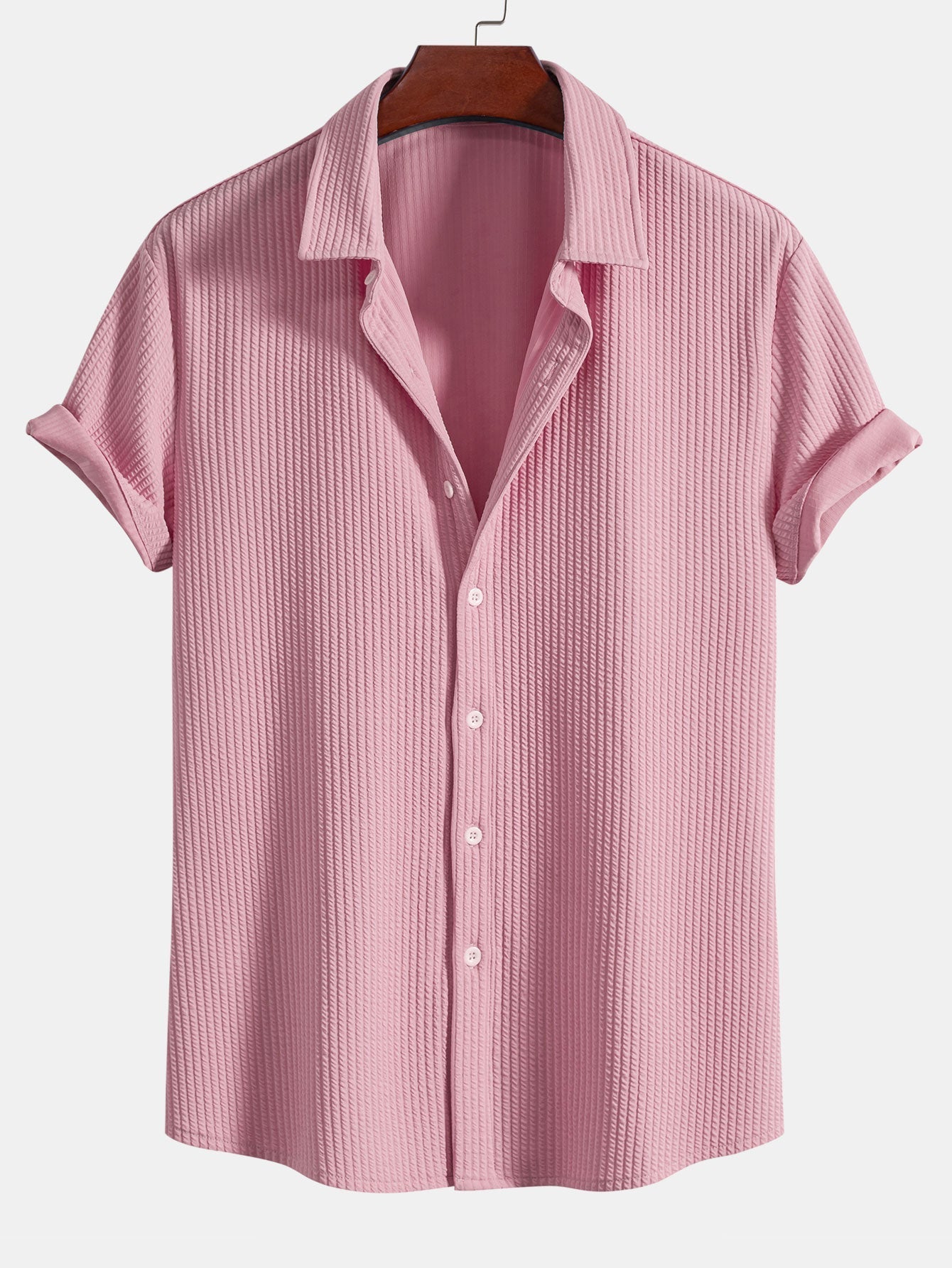 Adalberto® | Muscle Fit Ribbed Button Up Shirt
