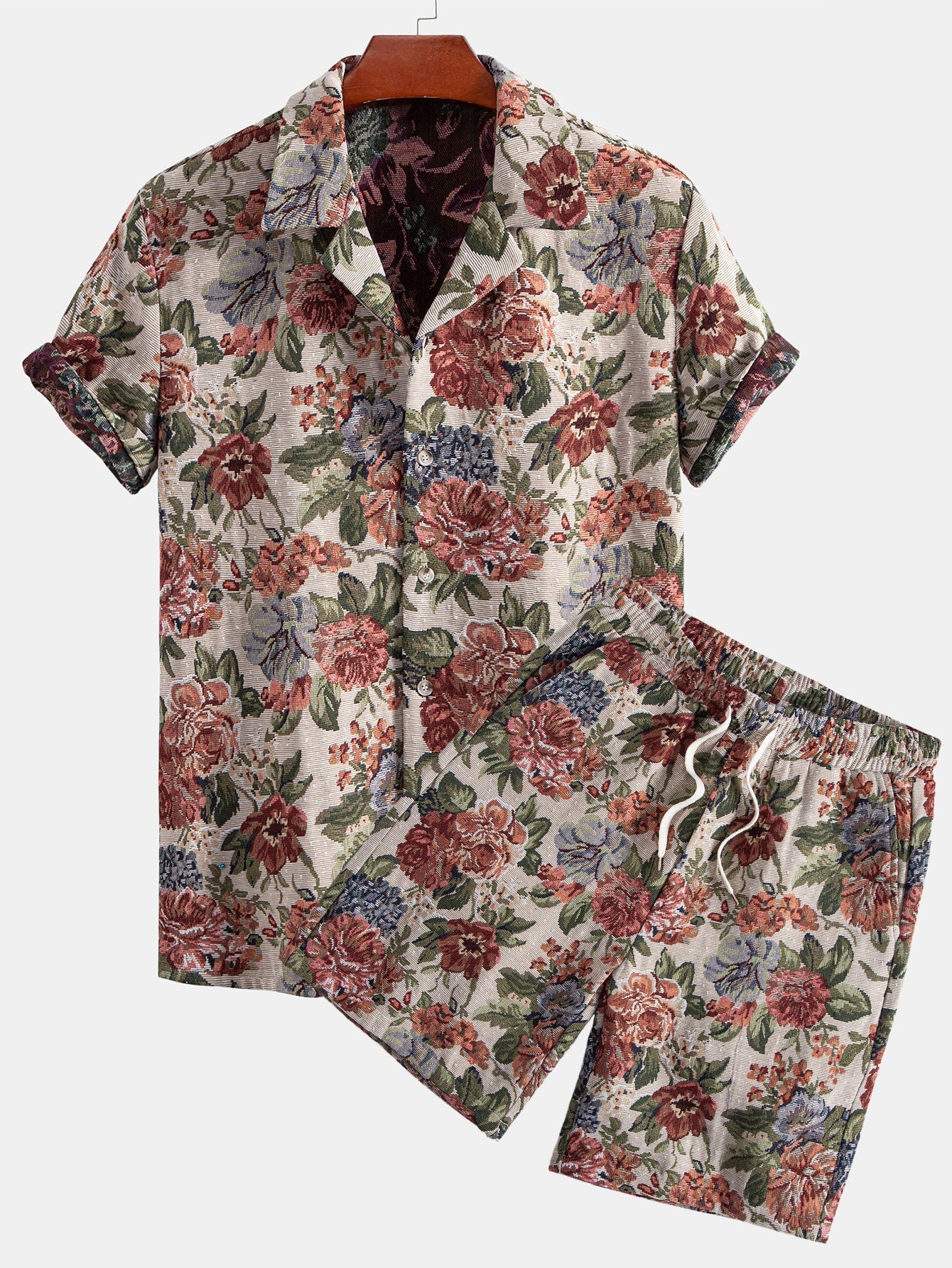 Addison® | Floral Jacquard Cuban Shirt & Shorts