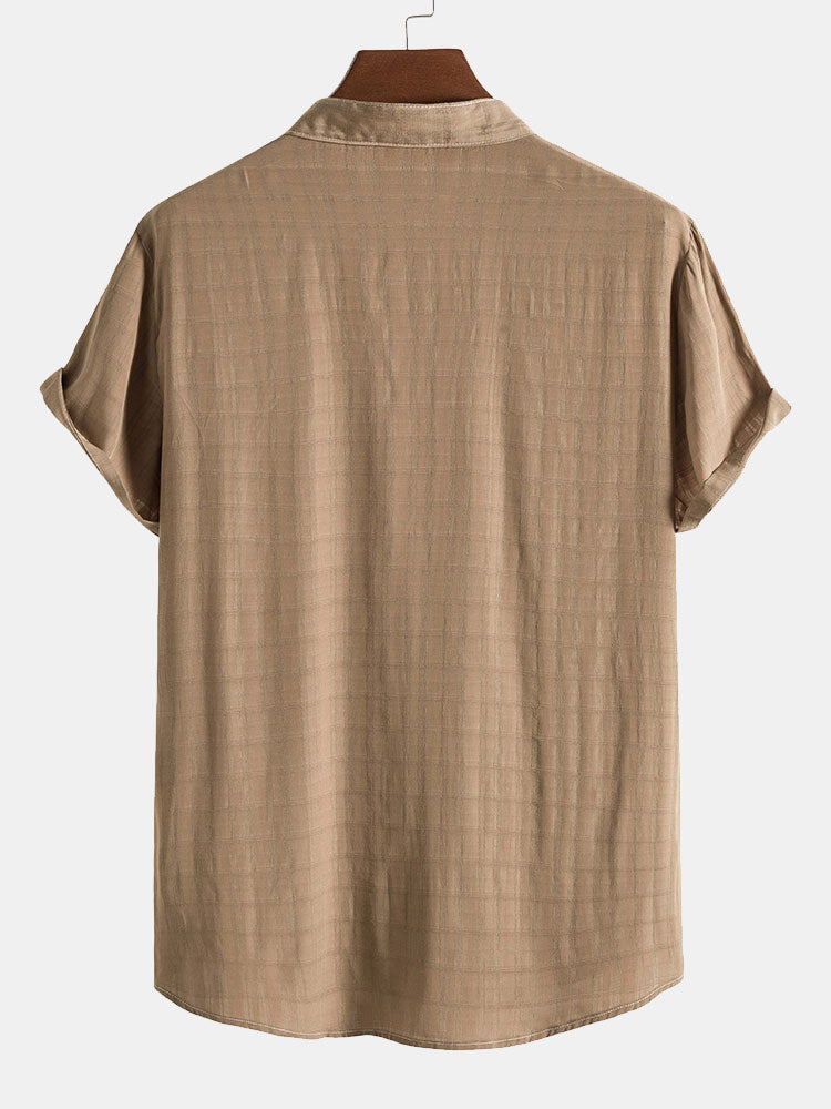 Ricardo® | Textured Fabric Stand Collar Shirt
