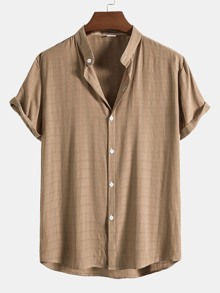 Ricardo® | Textured Fabric Stand Collar Shirt