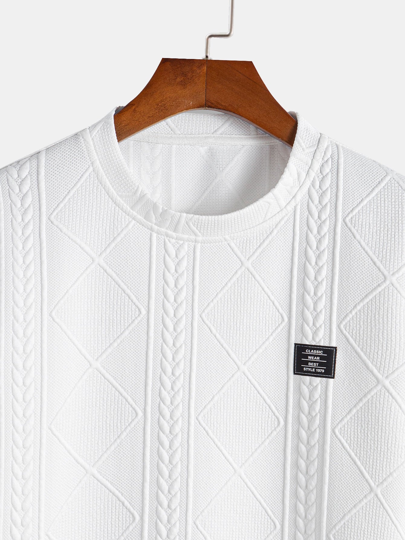 Andrés® | Short Sleeve Geometric Jacquard Arc Hem T-Shirt & Drawstring Corduroy Cargo Jogger Pants