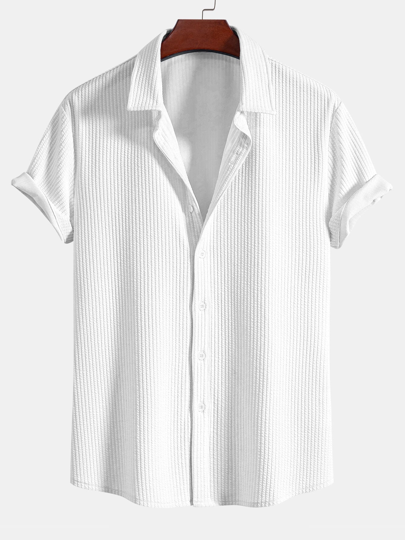 Adalberto® | Muscle Fit Ribbed Button Up Shirt