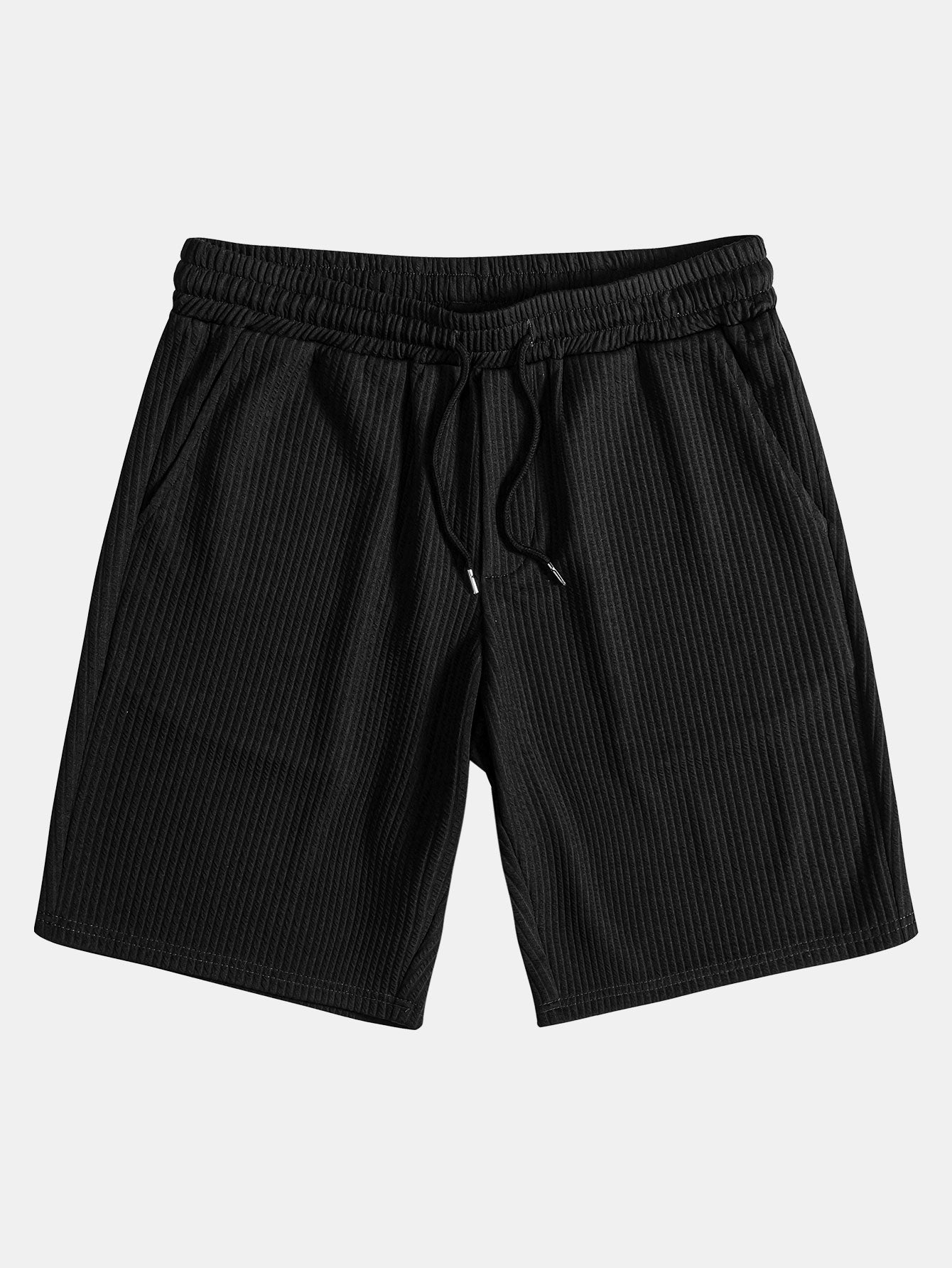 Arnaldo® | Muscle Fit Ribbed Deep Cuban Shirt & Drawstring Ribbed Shorts
