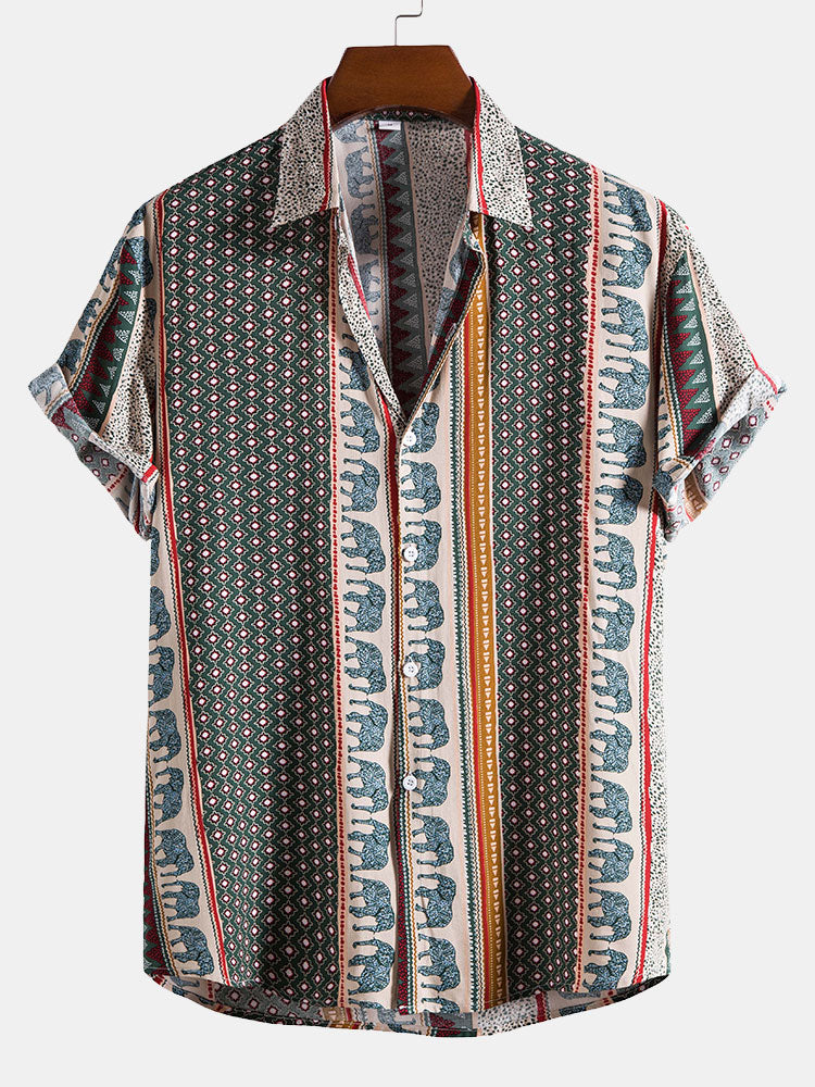 Yosef® | Elephant Geometric Print Shirt