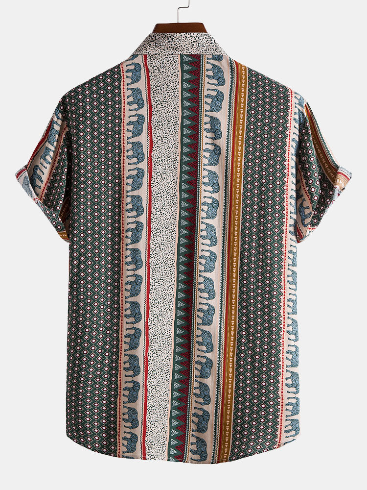 Yosef® | Elephant Geometric Print Shirt