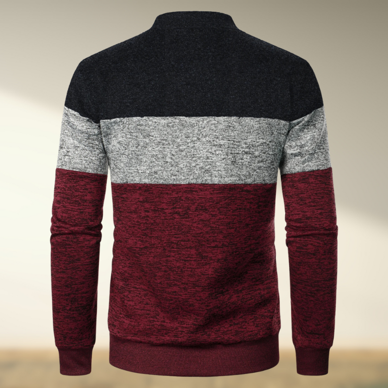 Marcos® | Striped turtleneck sweater with zip