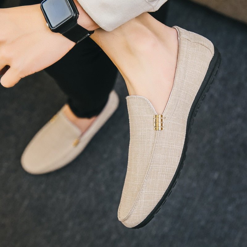 Zeus® | Beige light weight canvas loafers