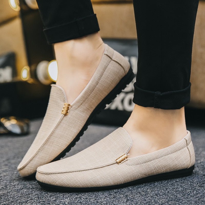 Zeus® | Beige light weight canvas loafers