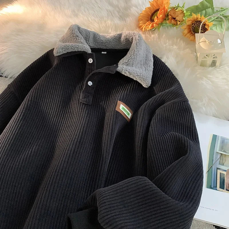 Denzil® | Corduroy Polo Sweatshirt For Men