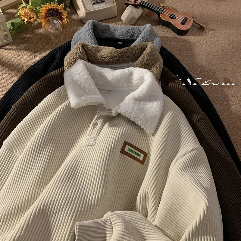 Denzil® | Corduroy Polo Sweatshirt For Men