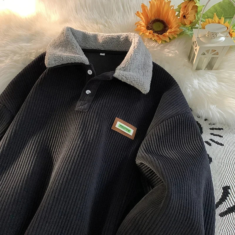 Denzil® | Corduroy Polo Sweatshirt For Men
