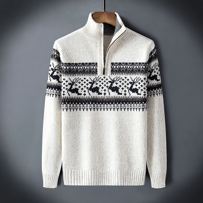 Thiago® | Nordic Reindeer Quarter-Zip Sweater
