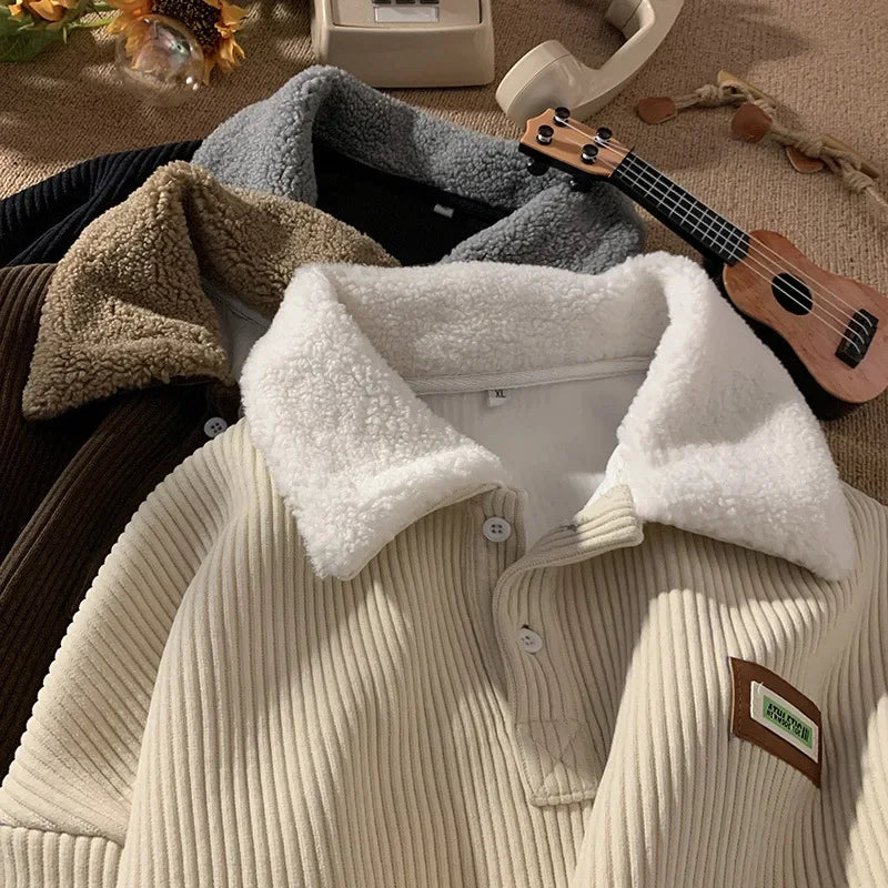Denzil® | Corduroy Polo Sweatshirt For Men