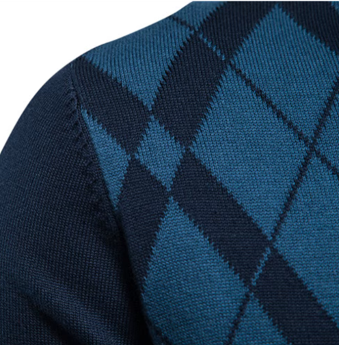 Tomás® | Elegant sweater with short zip and geometric pattern