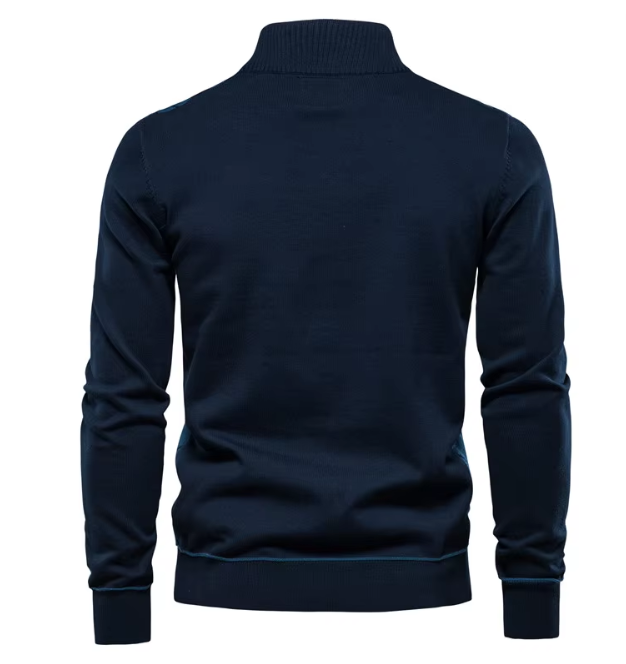 Tomás® | Elegant sweater with short zip and geometric pattern
