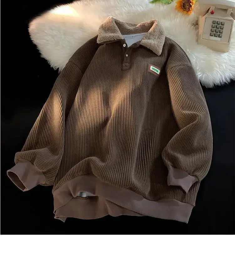 Denzil® | Corduroy Polo Sweatshirt For Men