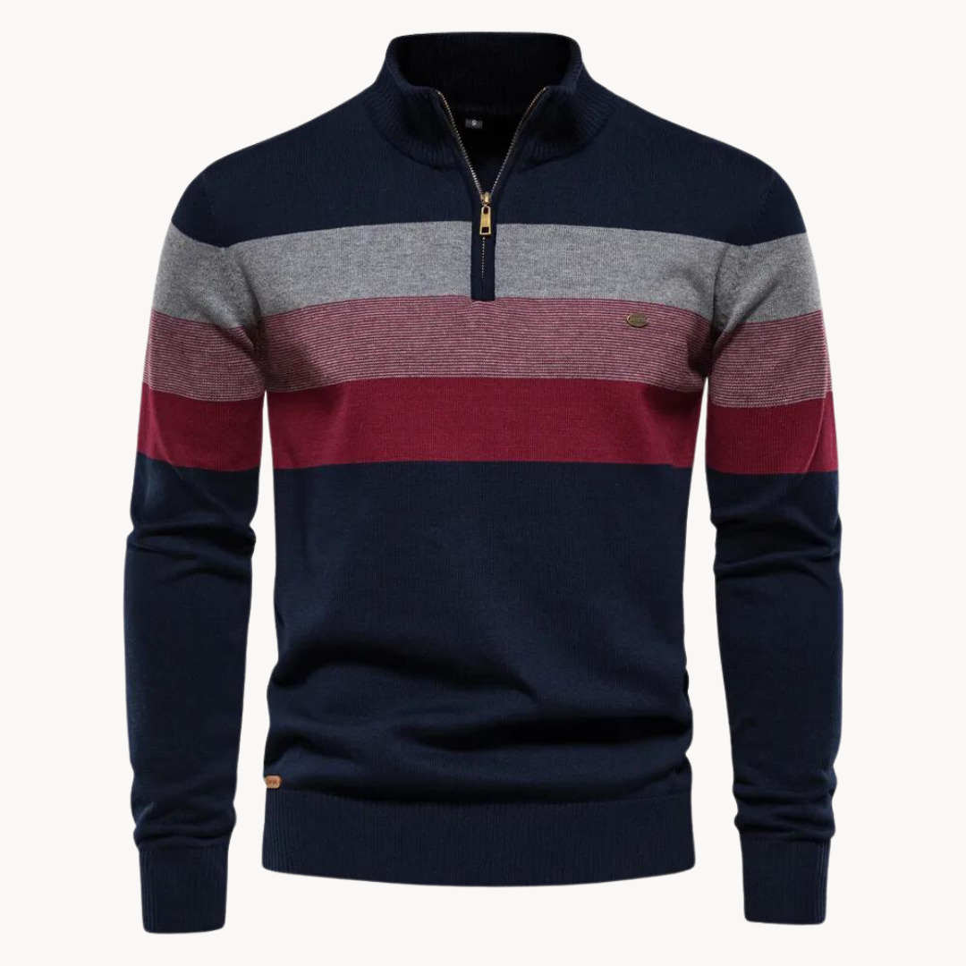 Pelayo® | Striped Quarter Zip Sweater