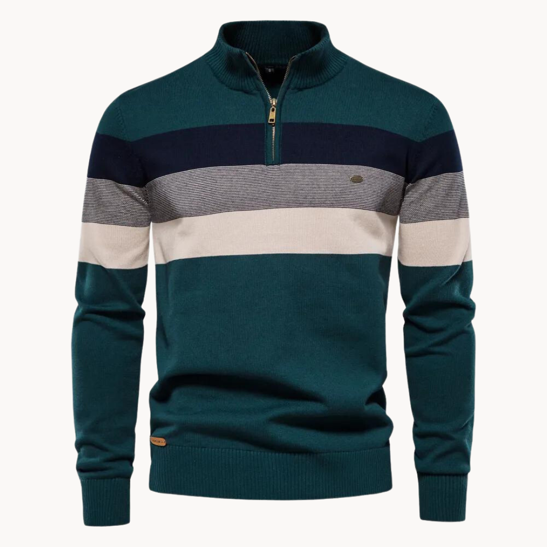 Pelayo® | Striped Quarter Zip Sweater