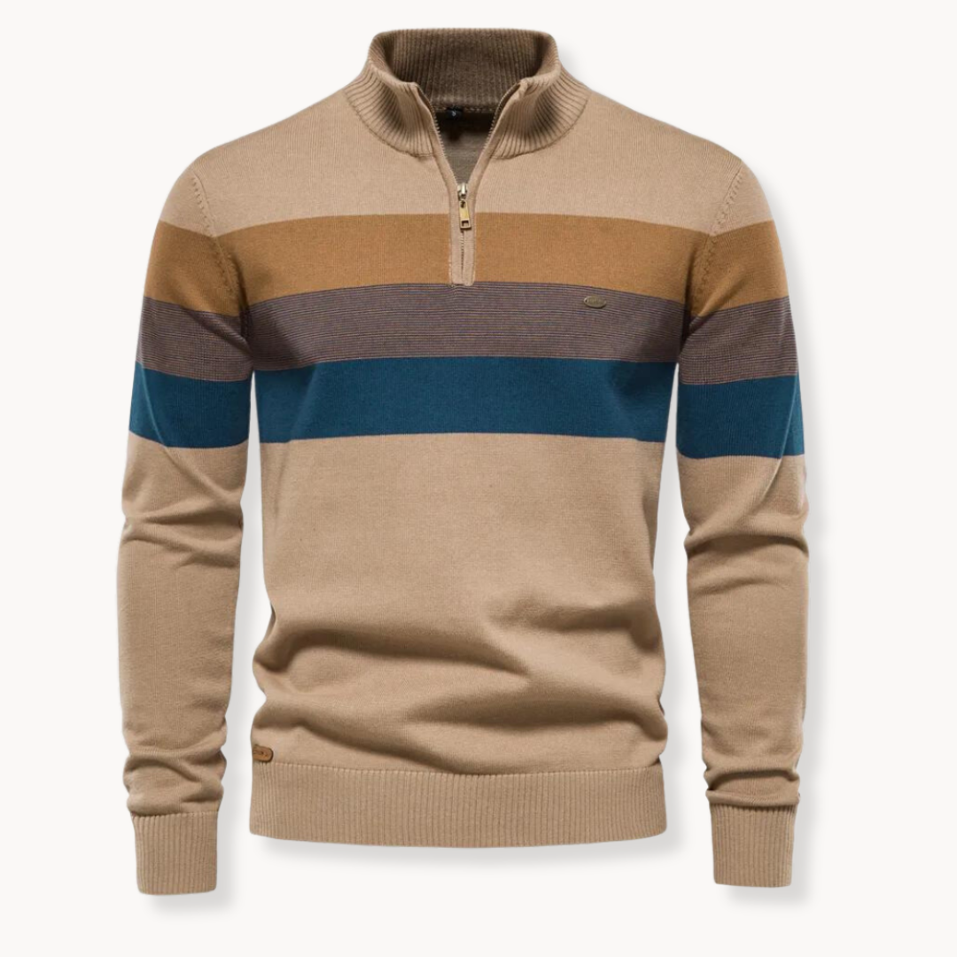 Pelayo® | Striped Quarter Zip Sweater