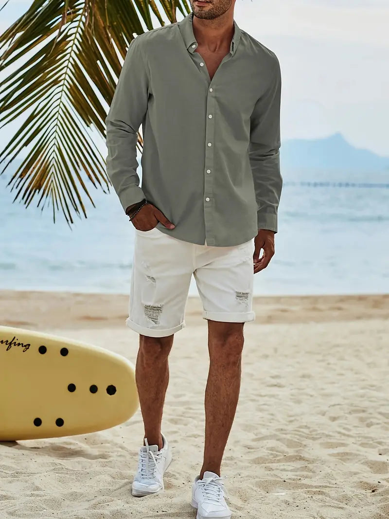 Lotis® | Casual Long-Sleeved Shirt With Button Placket