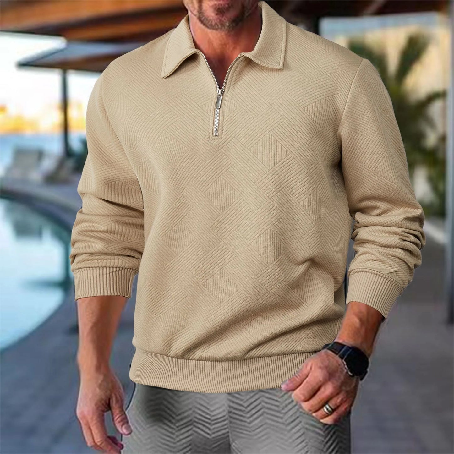 Dylan® | Vintage Zip-Up Sweater With Geometric Pattern
