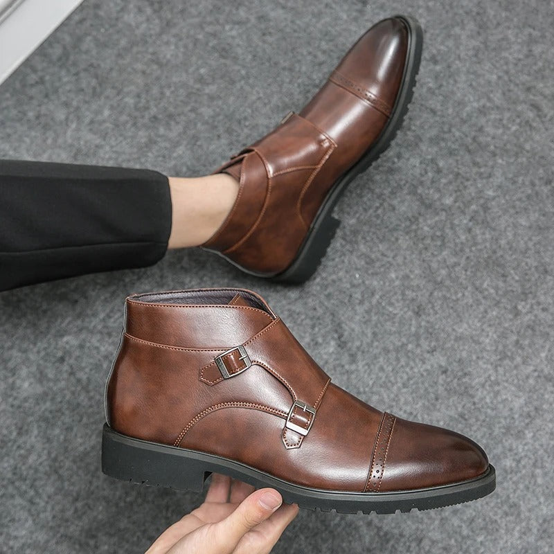 Eduardo® | Leather Boots With Double Monk Belt